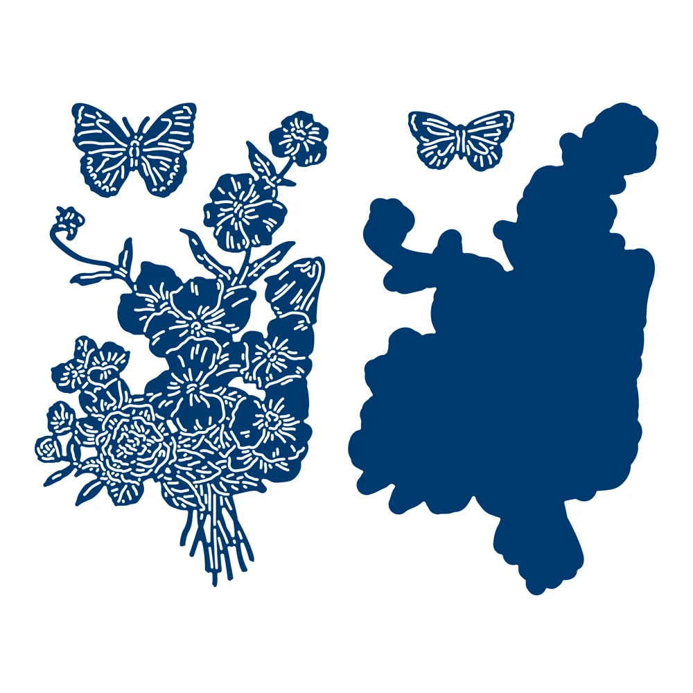 

Butterfly Flower New Metal Cutting Dies and Clear Stamps Cut Die Mold Blade Knife Punch Scrapbook Paper Craft Stencils Dies