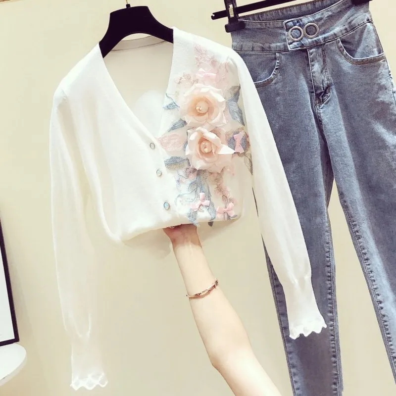 Новинка весна-осень 2020 вязаный кардиган ручной работы в Корейском стиле с