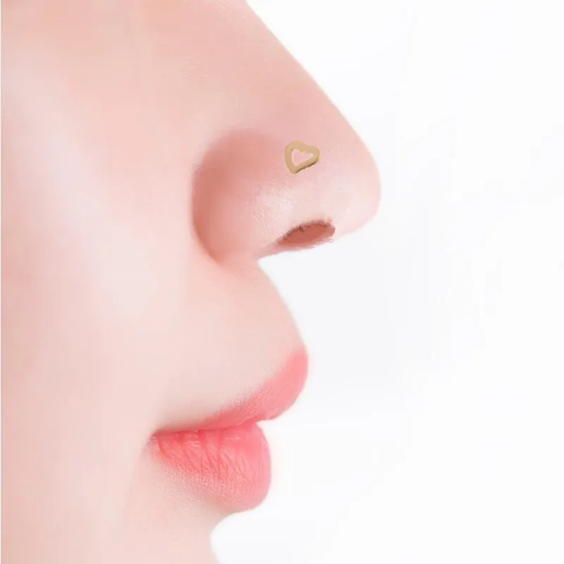 Модный тренд 1 шт нержавеющая сталь Сердце нос бижутерия гвоздики для женщин