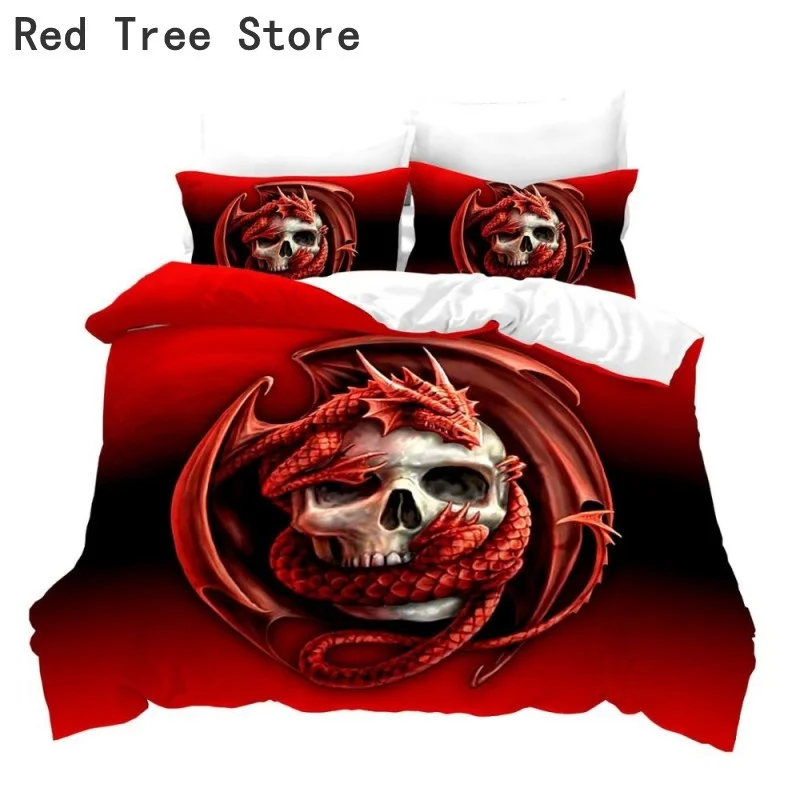 

Skull Skeleton 3D Printed Bed Clothes Queen King Duvet Cover Pillowcase Bedding Set 2/3Pcs Comforter Single Horror Style Design