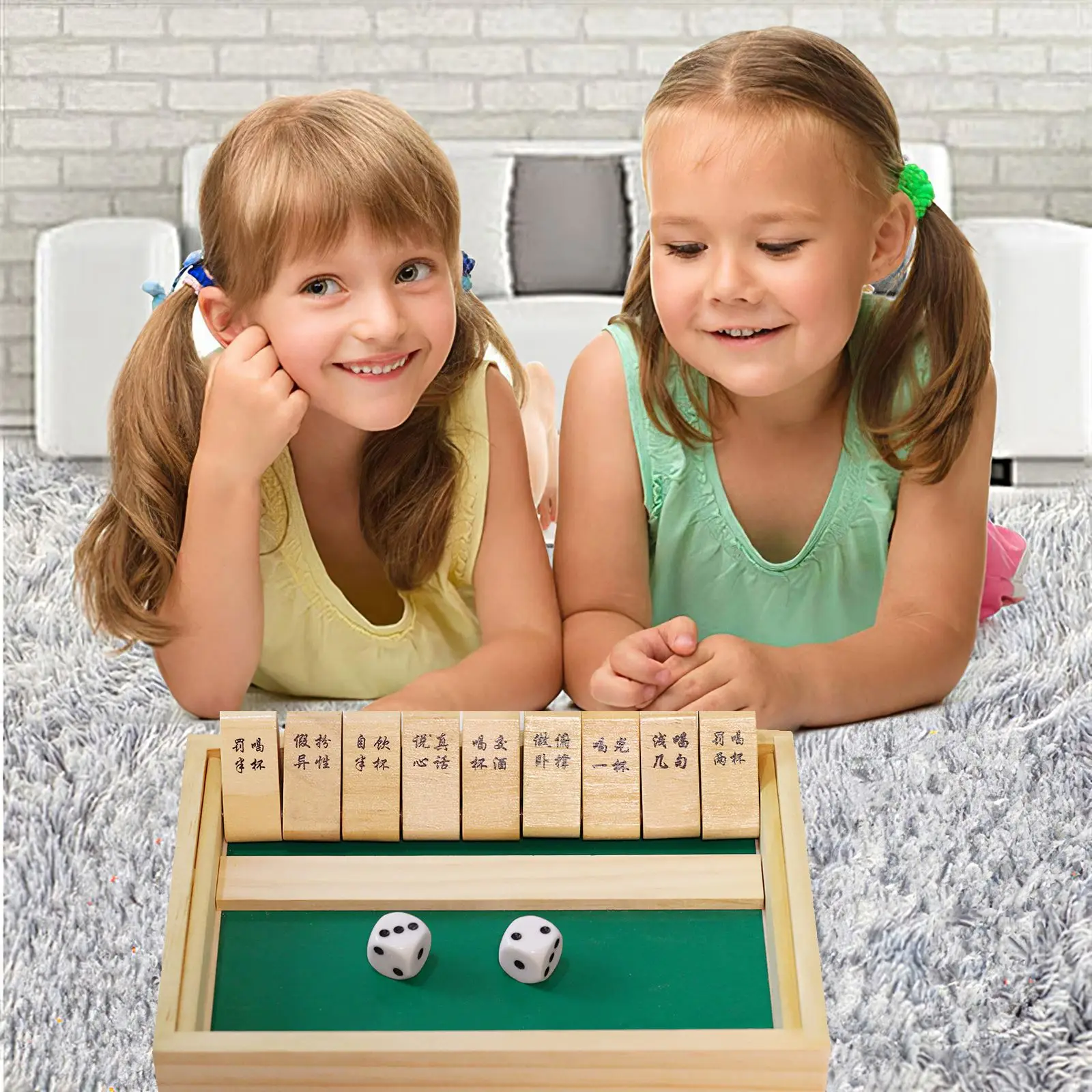 

Shut The Box Dice Board Game Board Game Creative Toys 4 Sided 10 Number Wooden Flaps & Dices Game Set For 4 People Pub