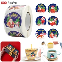 500pcsroll merry christmas stickers label roll xmas gift wraps cards envelope adhesive seals stickers christmas tags decoration