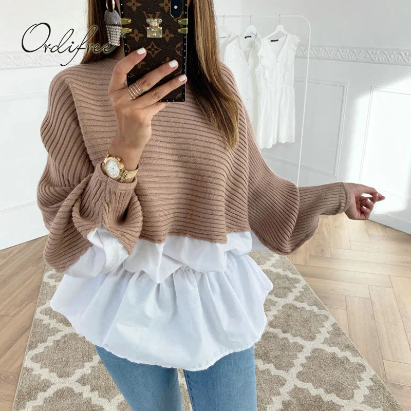 

Ordifree 2020 Autumn Women Sweaters and Pullovers Long Sleeve Knitted Sweater Jumpers Pull Femme