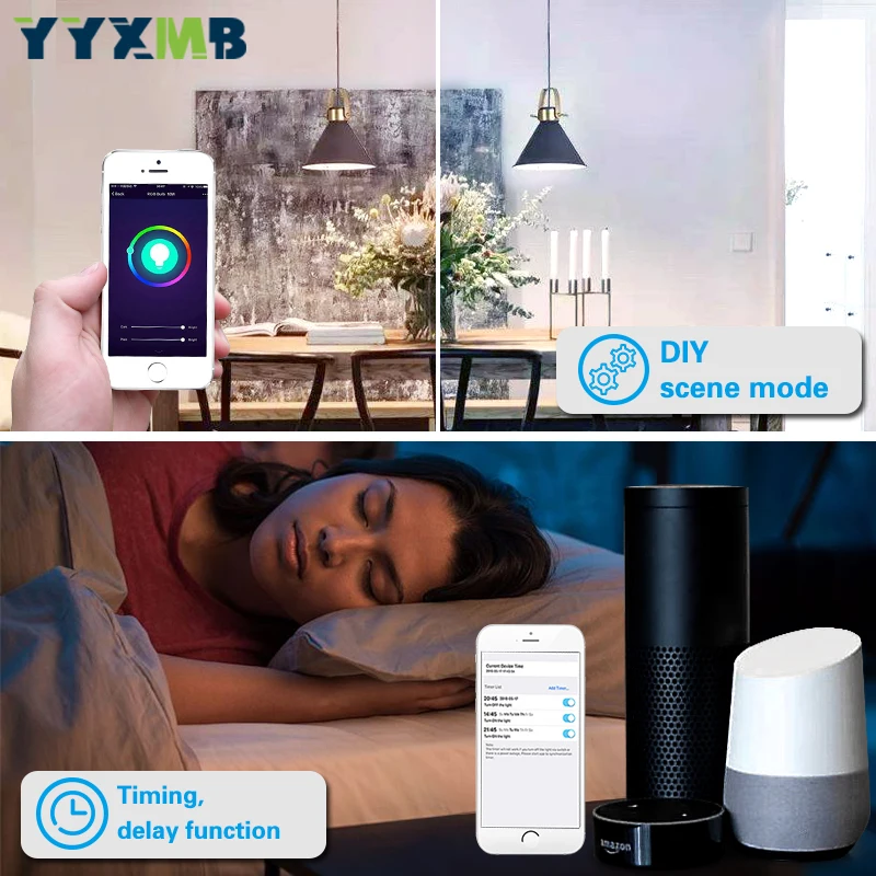 YYXMB умный Голосовое управление tuya wifi светильник RGB + WW CW с регулируемой яркостью