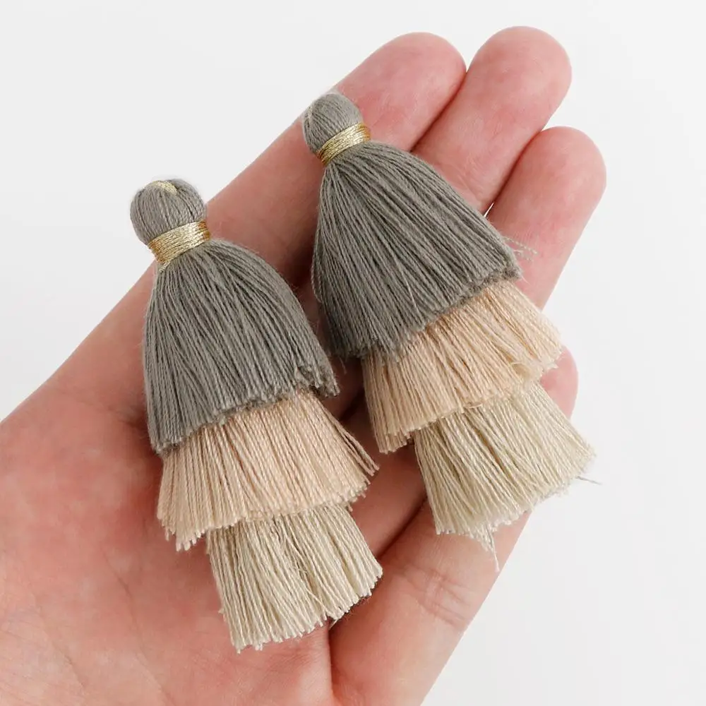 2 шт. 7 см трехслойная градиентная хлопковая нить кисточка для брелока подвесная