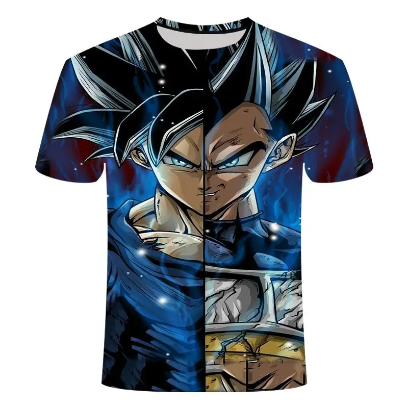 Мужская футболка с 3D принтом Dragon Ball Z Super Instinct Goku Saiyan God Повседневная летняя