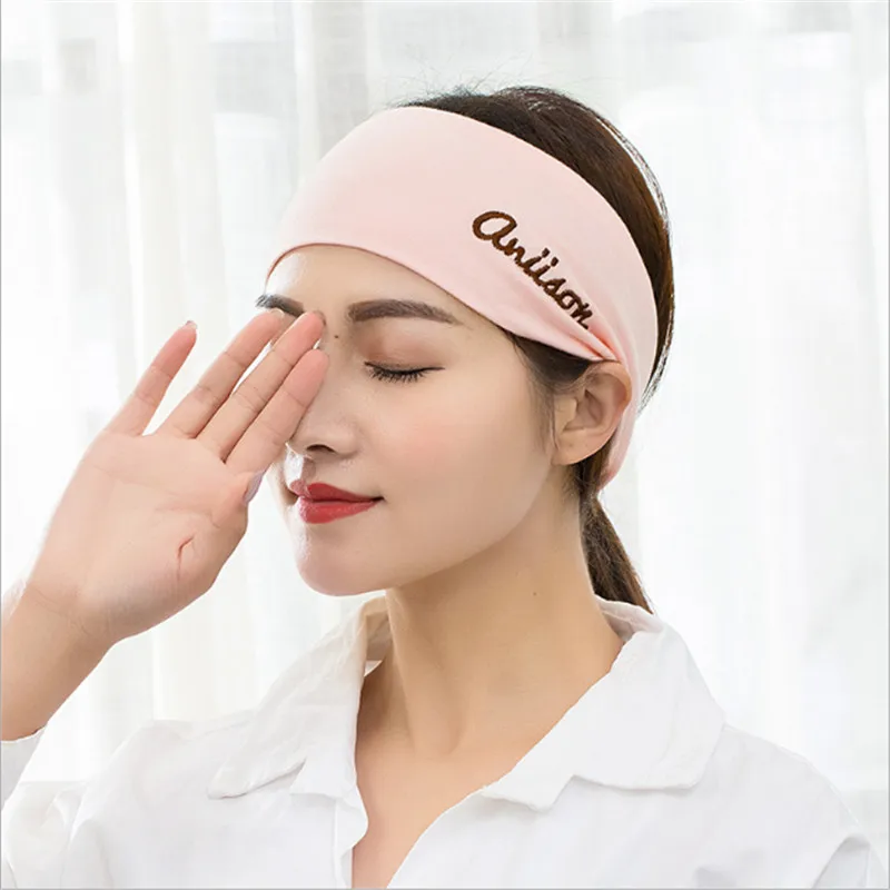 

2 In 1 New Yoga Sports Hair Band Korean Version Of The Makeup Wash Hair With A Solid Color Embroidery Hair Band Comfortable Hair