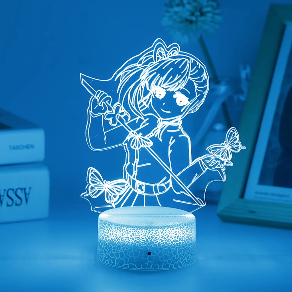 

Anime Figure Night Light Demon Slayer Led Lamp Genshin Impact For Room Party Decor Attack On Titan Nightlights Zero Two Kid Gift