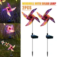 2pcsset 3v solar windmill lights color changing pet 32 led garden lawn decor lamp for outdoor backyard solar lamps decor