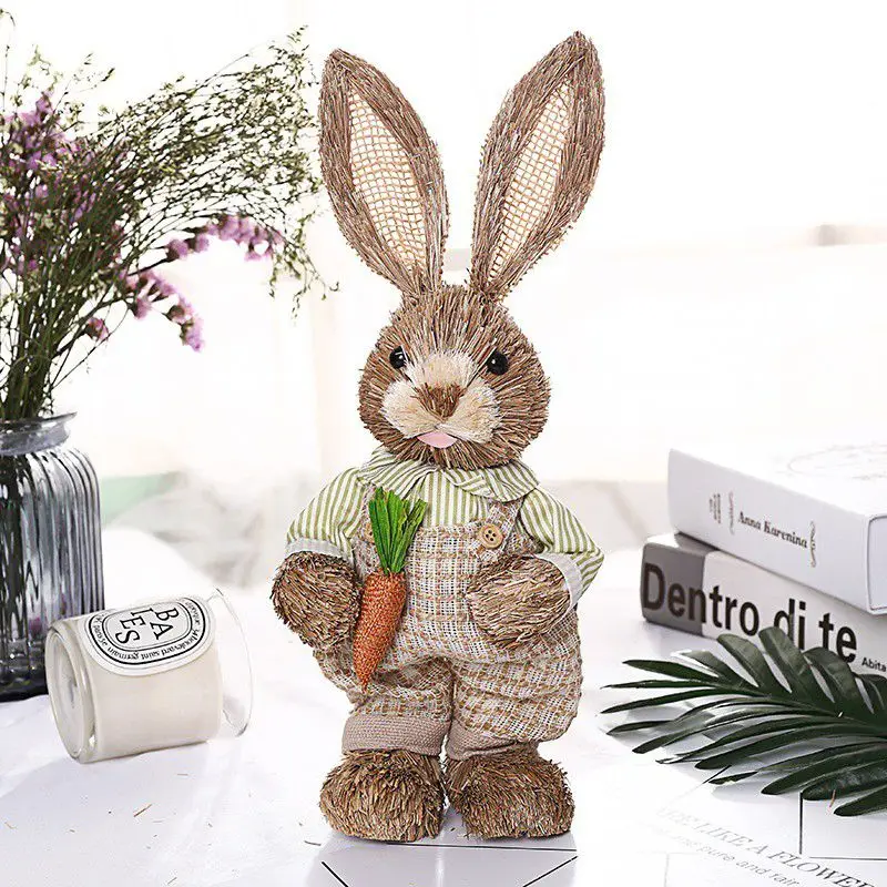 Искусственный соломенный кролик украшение для дома и сада Пасхальный садовый