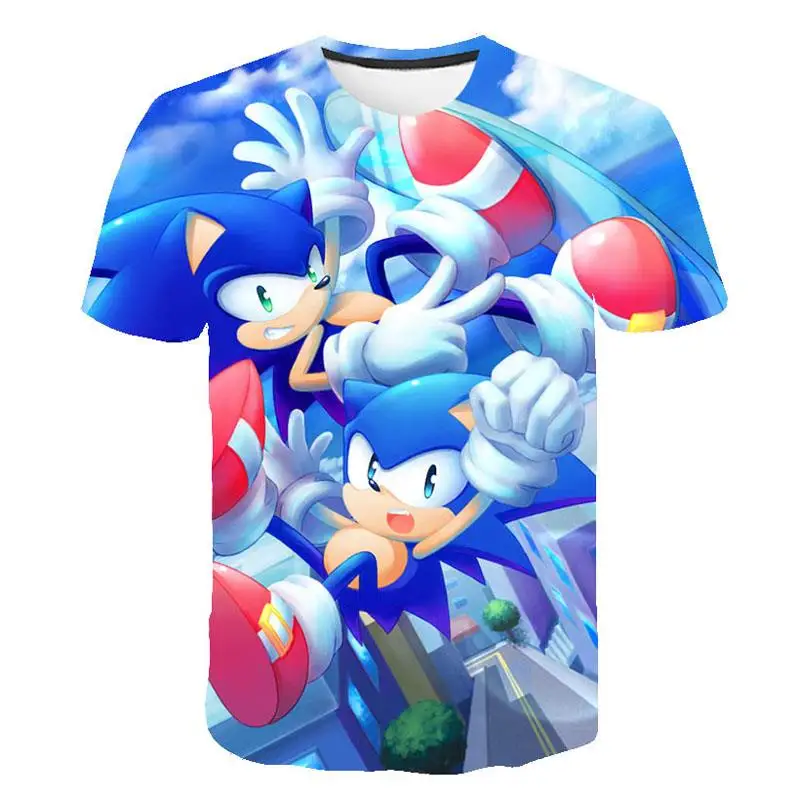 Летние футболки для мальчиков и девочек с объемным принтом sonic hedgehogs super Mario