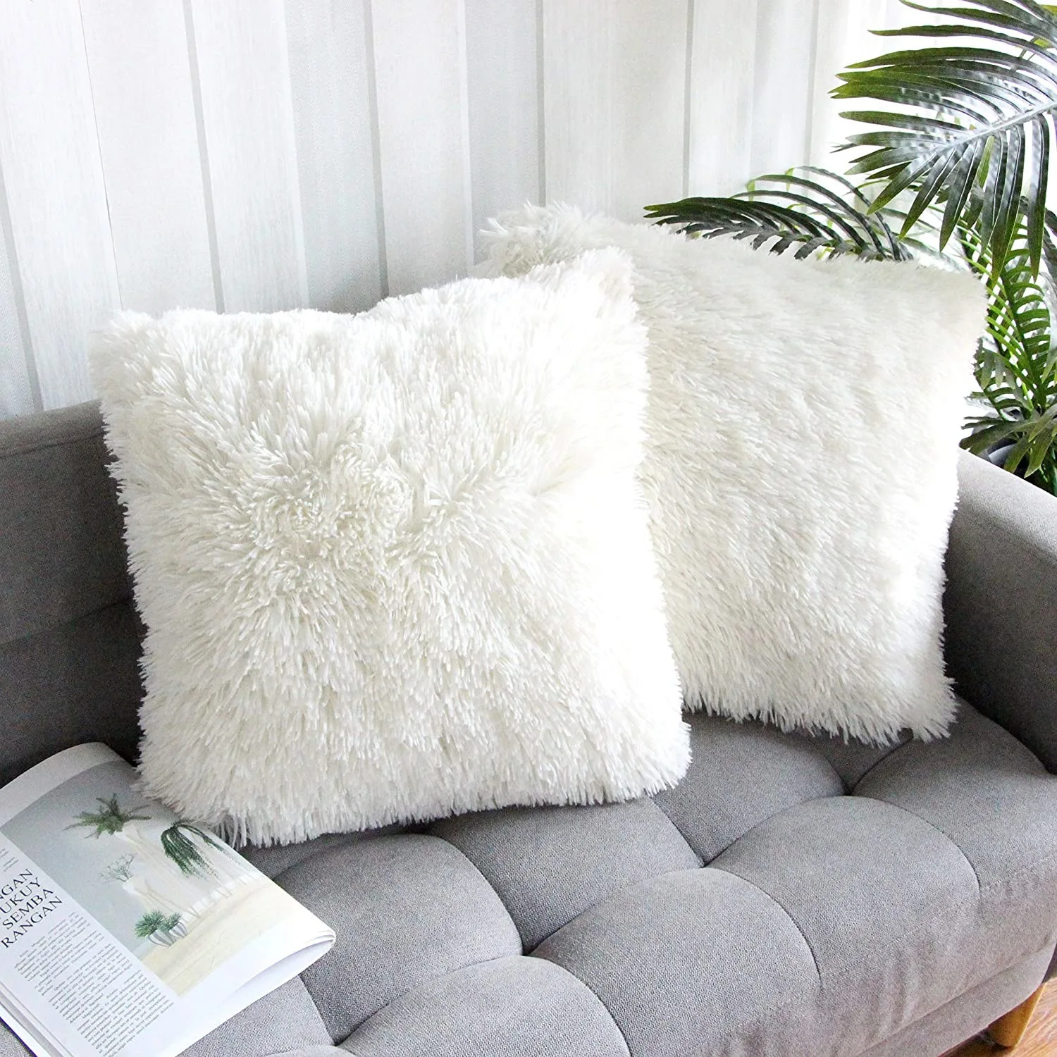 

new Artificial Wool Fur Sheepskin Cushion Cover Hairy Faux Plain Fluffy Soft Throw Pillowcase Washable Solid Pillow Case
