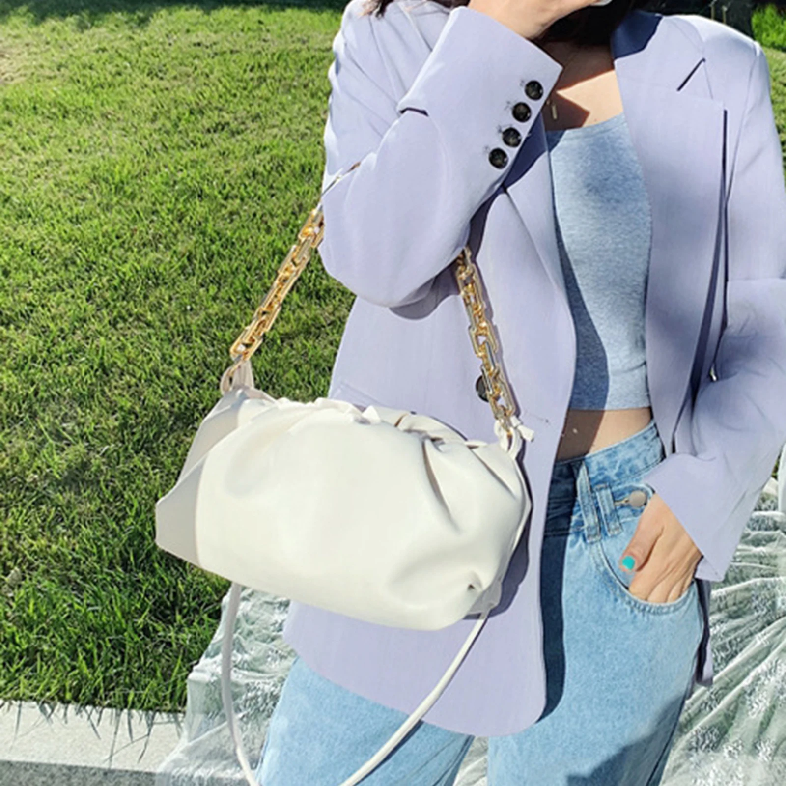 

Solid Color PU Women Designer Handbag Shoulder Bag Traveling School green