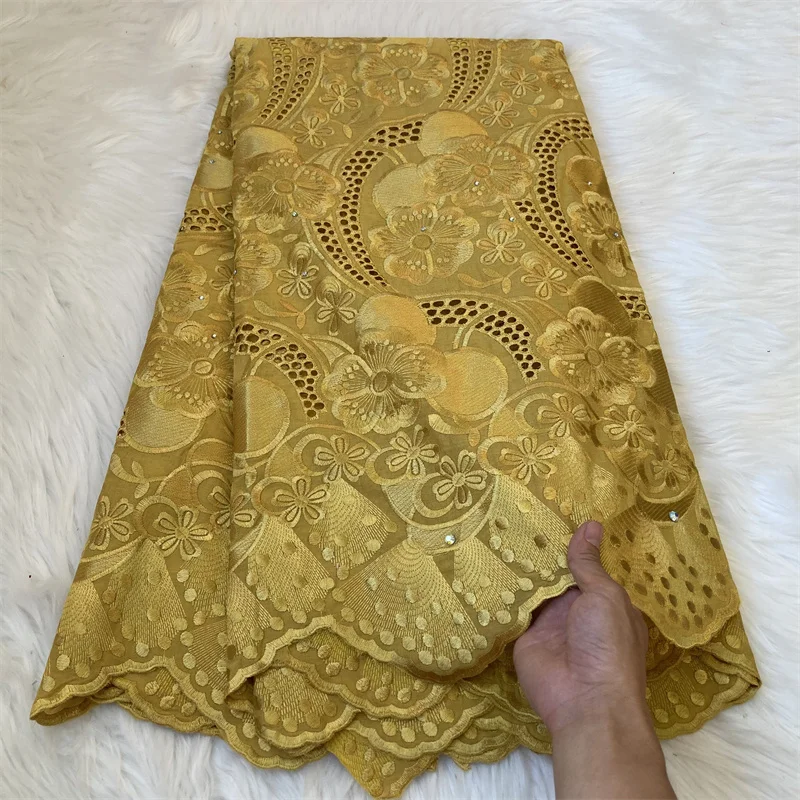 

Latest Calssic Embroidery Voile Lace with Stones Soft Cotton Superior Quality African Swiss Fabric Party Dress NN835_X