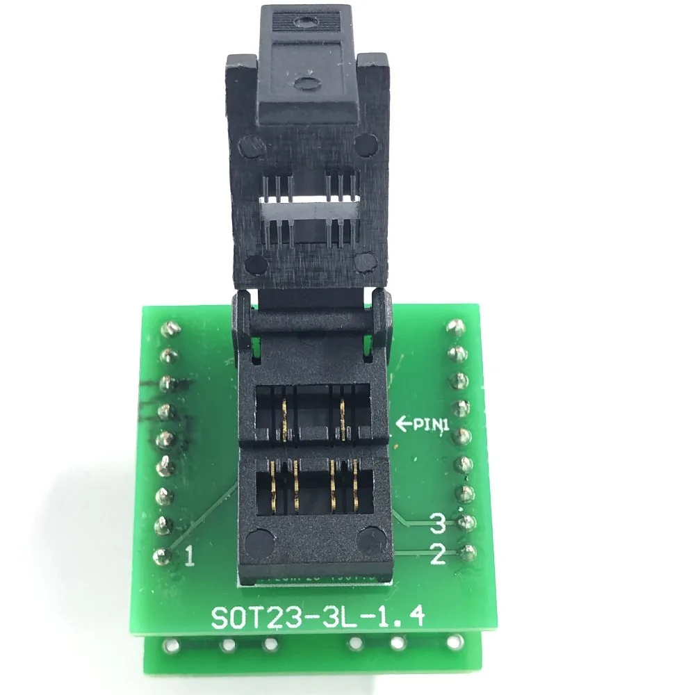 

SOT23-3L-1.4 programming socket pin pitch 0.95mm IC body size 1.4mm clamshell test programming adapter ZIF adapter