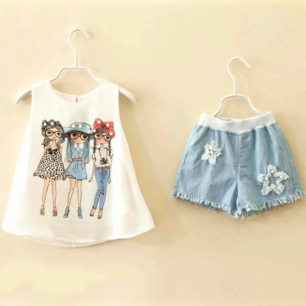 Комплекты одежды для девочек коллекция 2020 года новый Летний шифоновый жилет без