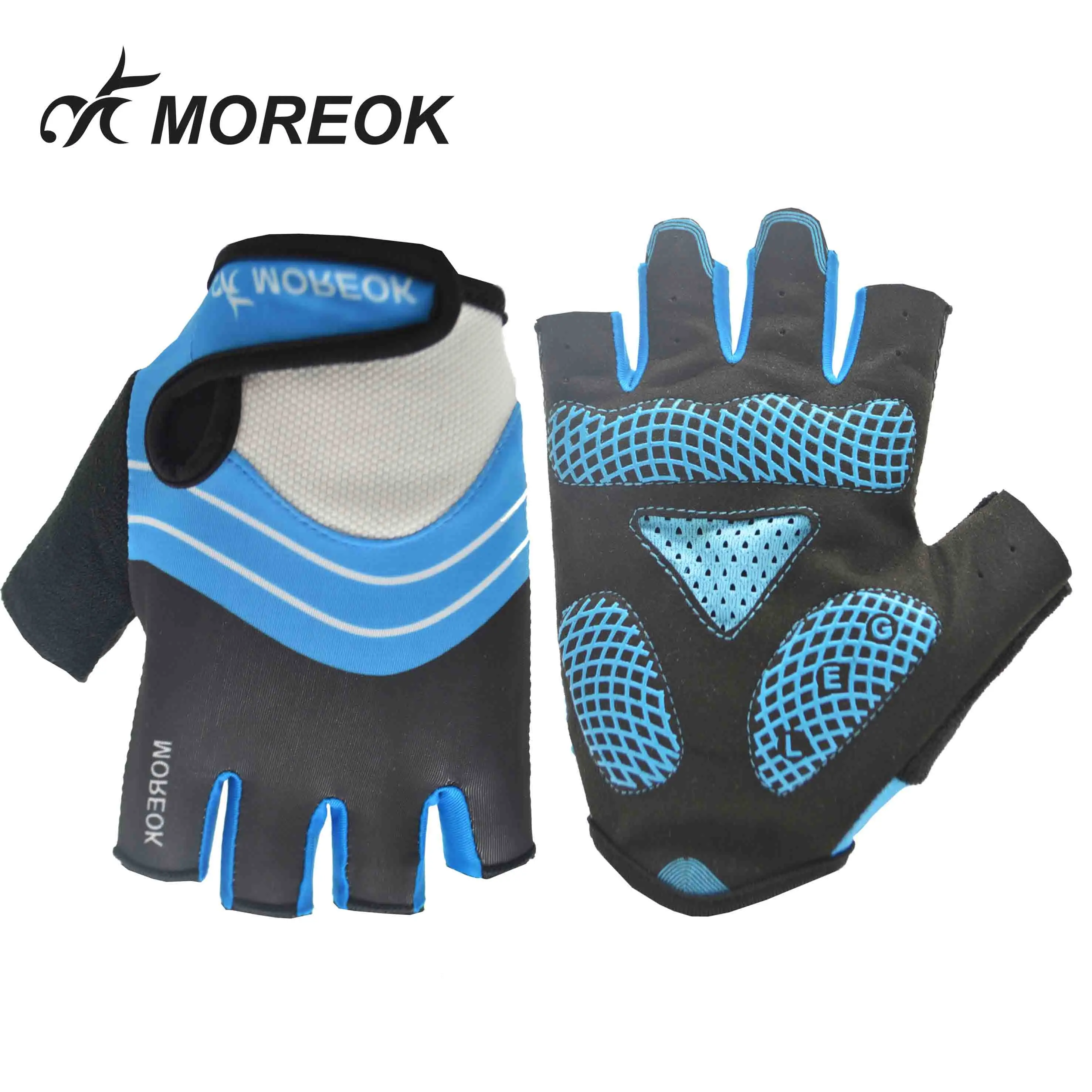 blue MOREOK уличные перчатки для шоссейного велосипеда, велосипедные перчатки с полупальцами 5 мм, противоударные SBR мужские и женские спортивные перчатки для велоспорта - Цвет: blue