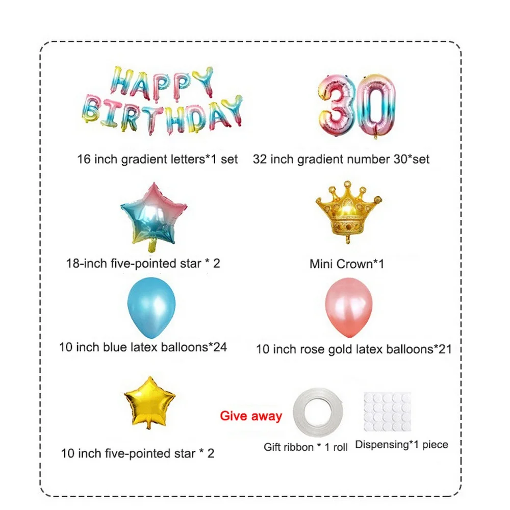 

Happy Birthday Balloon Rose Gold Number Ballon18th 20th 30th 40th Birthday Party Decoration Kid Adult