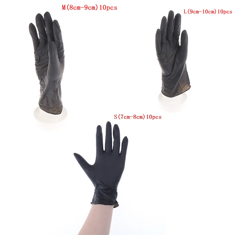 

10 Pcs L M S Disposable Black Permanent Tattoo Gloves Tattoo Latex Gloves