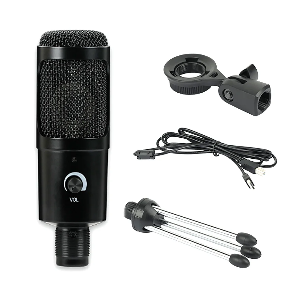 

Photography USB Home Vocal Recording Microphones Desktop Mini Metal Tripod Stand for for Laptop PC Recording Online Chatting