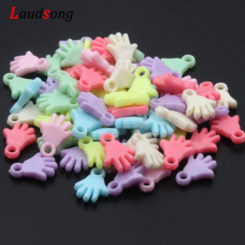 30 шт. 14x19 мм конфеты Цвета акриловое волокно ладонь Подвески для изготовления