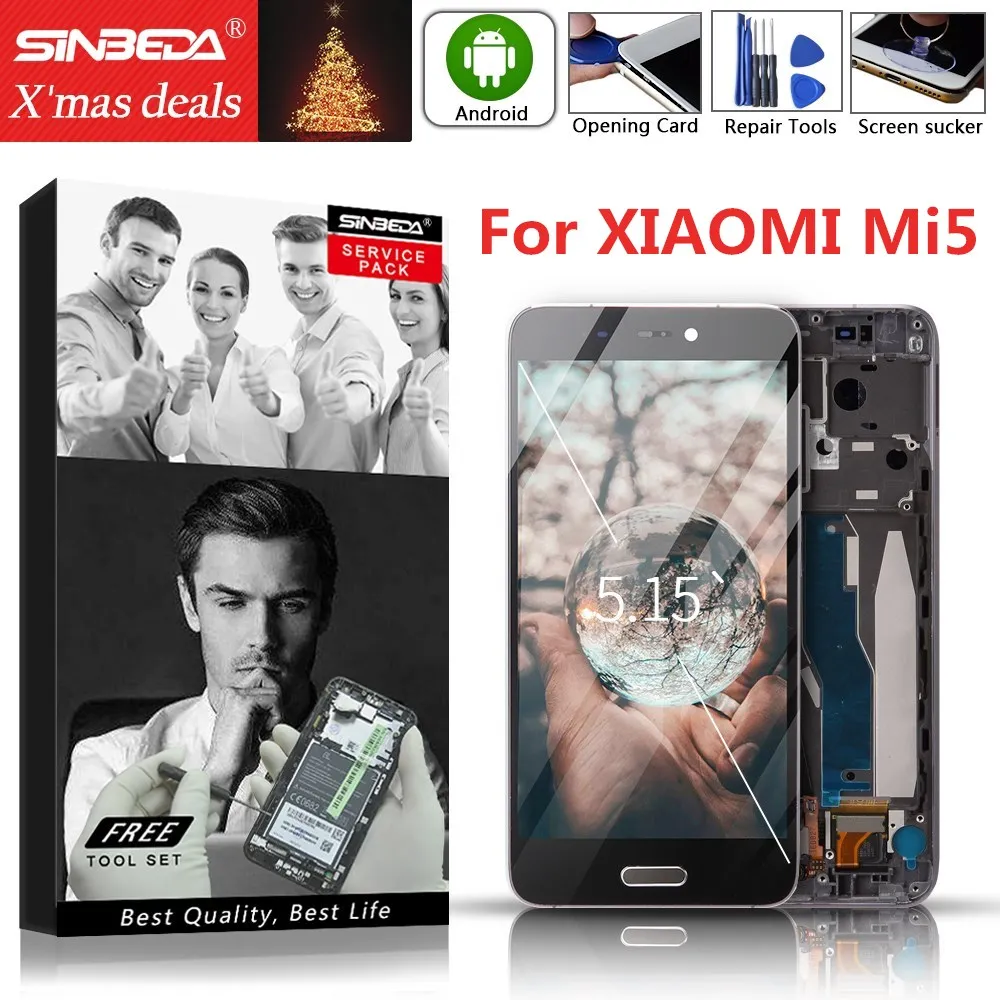 Кнопка отпечатков пальцев для Xiaomi Mi5 LCD сенсорный экран с рамкой ЖК дисплей +
