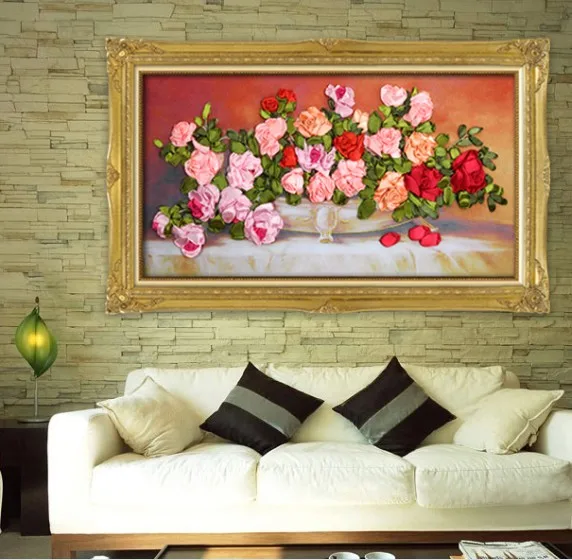 Набор для вышивки лентами с объемными розами милый мультяшный набор рукоделия