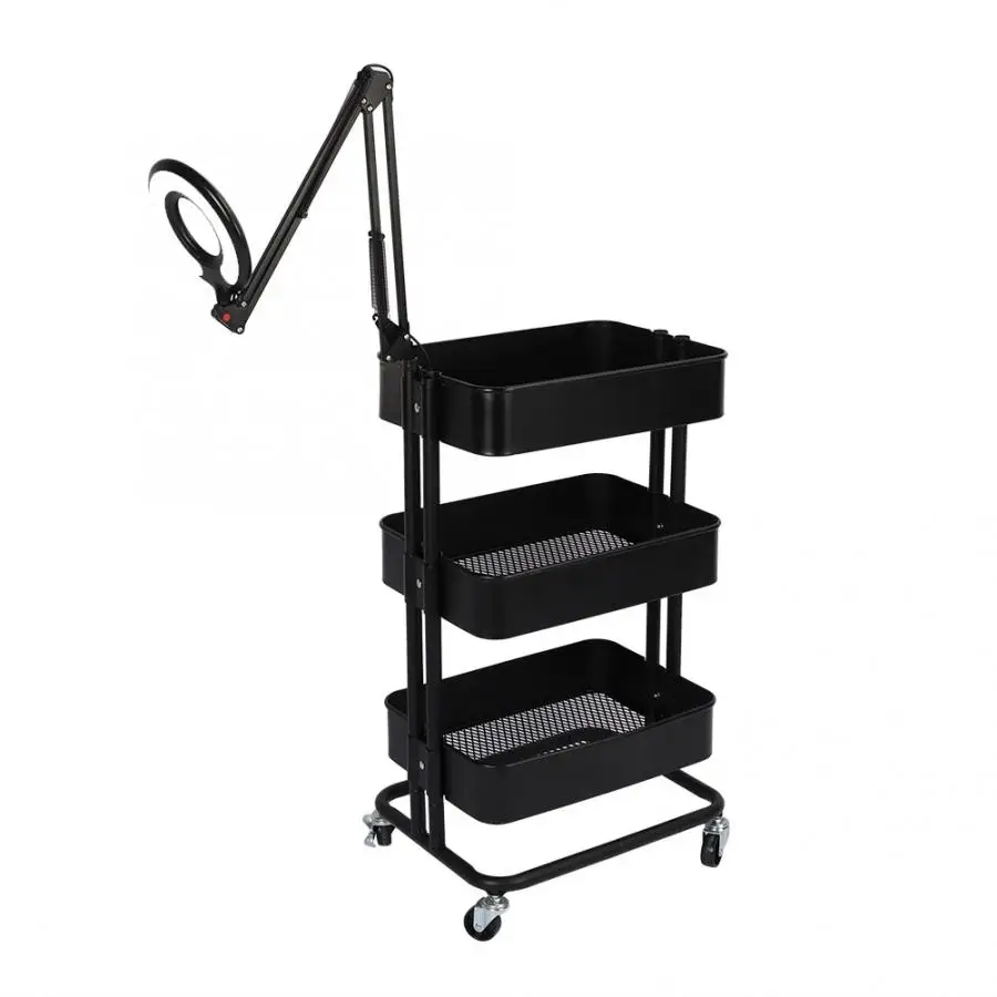 Многофункциональная тележка на колесиках с 3 уровнями для парикмахерской стойка