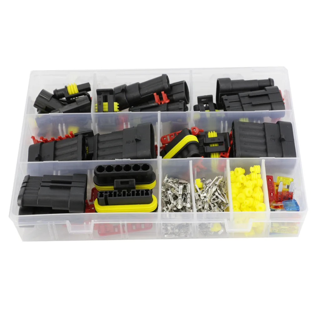 

14 Sets for AMP-1.5 series 1/2/3/4/5/6P Waterproof Car Wire Connector Plug Automotive Xenon Lamp Connector Male Female with fuse