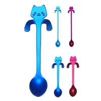 creative cat shape coffee spoon exquisite cute stainless steel dessert spoon for home