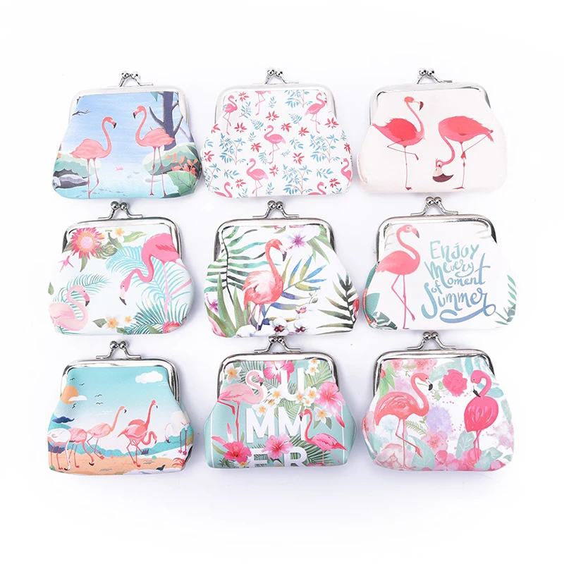 

1Pc Creative flamingos child coin purse mini cute simple pack small clear new canvas wallet
