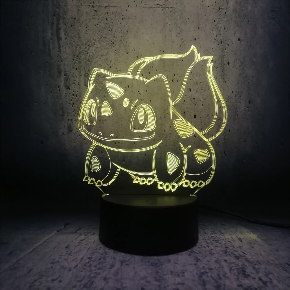 Японский мультфильм Покемон лягушка семена Bulbasaur 3D лампа домашний декодер