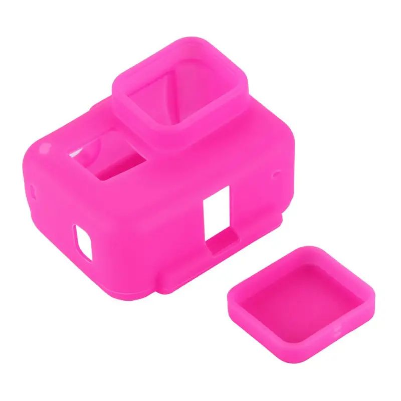 Rose Red Для Go Pro Аксессуары для экшн-камеры защитный чехол для GoPro Hero 5 6 7 Black Hero camera кремниевое наружное покрытие+ крышка объектива - Цвет: Rose Red