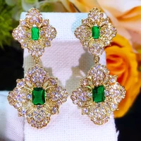 godki new brincos female gorgeous shinning flower charm drop earrings for women jewelry full cz bridal wedding earring jewelry