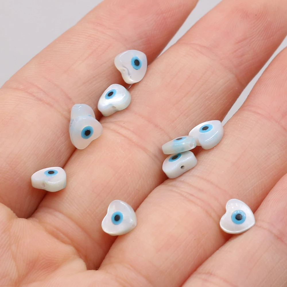 

5pc Natural Shell Evil eye Beads Heart Shape Loose Bead for Jewelry Making DIY Charm Necklace Bracelet Accessories