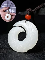 natural hetian jade good luck rune necklace pendant double sided hand carved men and women fashion accessories lucky amulet