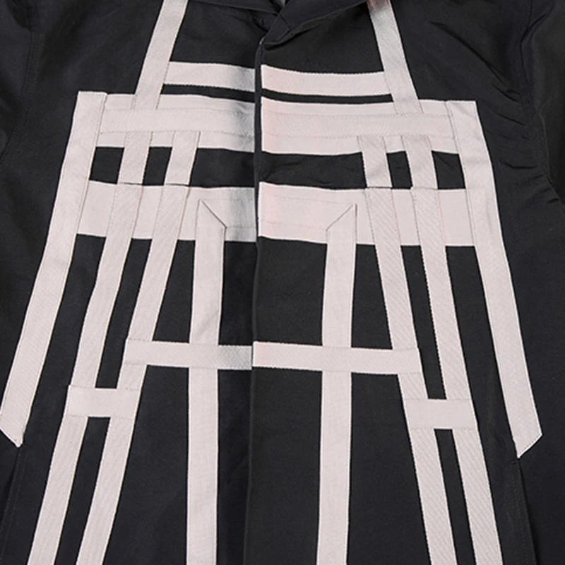 

CHICEVER Striped Windbreakers For Women Hooded Collar Long Sleeve Patchwork Vintage Hit Color Black Coats Female 2021 Fall Tide