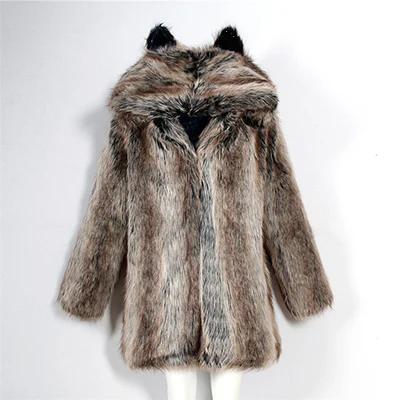 Lanshifei T0729 плотное теплое пальто из искусственного меха, опт, кошачьи уши, искусственный мех, парка, зимняя теплая меховая куртка, производство Китай, искусственный мех, пальто - Цвет: STRIP black lining