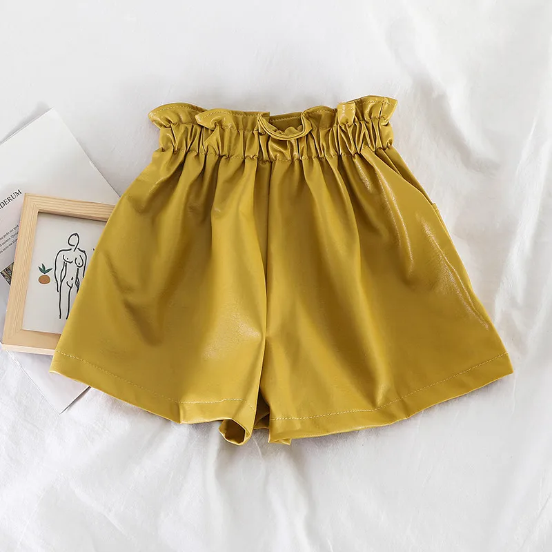 Женские шорты из полиуретана женские широкие весна осень универсальные