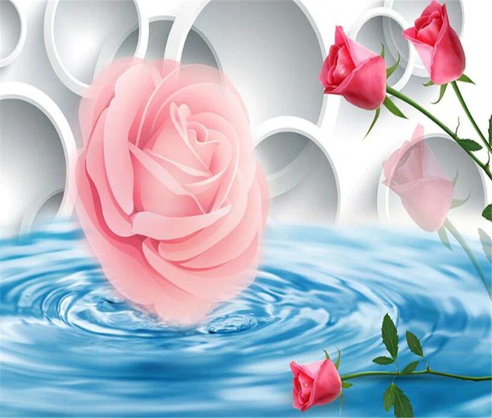 

beibehang Large custom modern simple romantic roses flower floral circle TV living room bedroom background home decoration