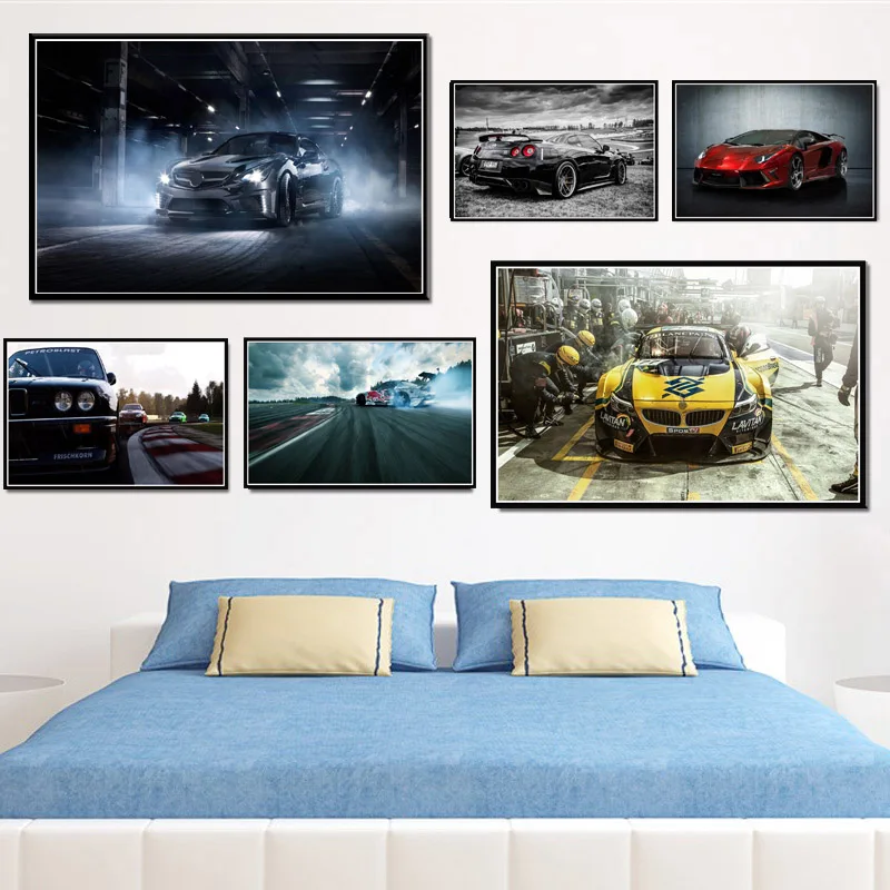 

Ford Mustang M3 E30 Racing Sport Car Muscle Poster Wall Art Picture Posters&Prints Canvas Painting Home Decor schilderij obrazy
