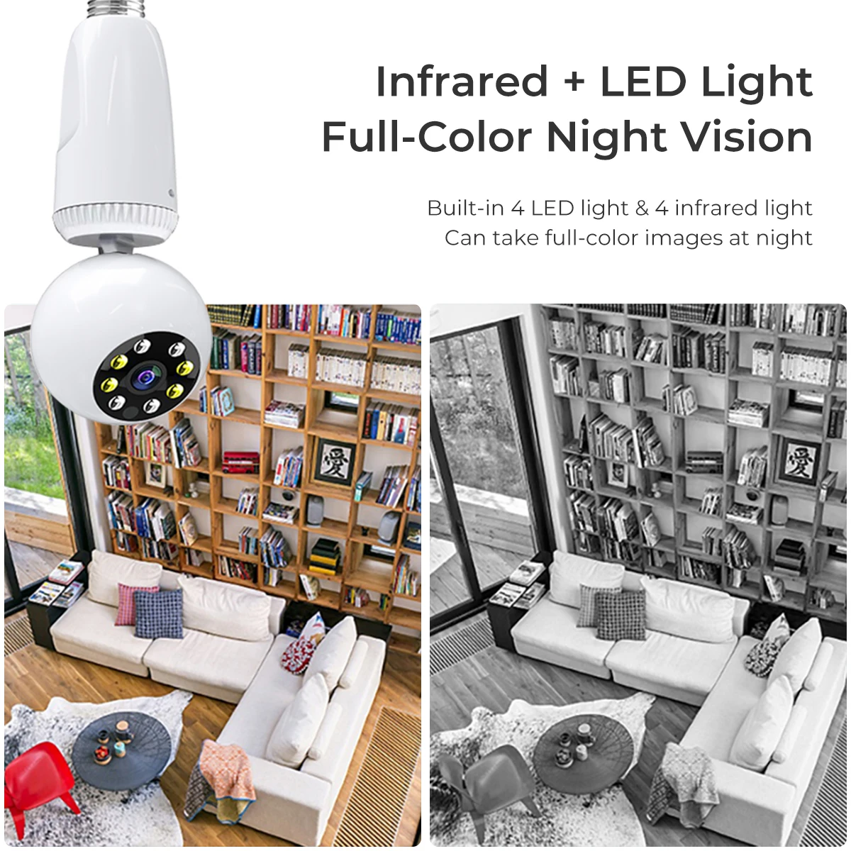 360 degree rotation auto tracking bulb camera hd wifi network night vision wireless surveillance camera baby nanny camera free global shipping