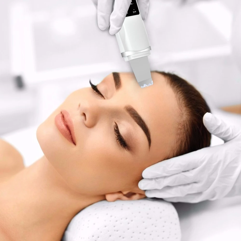 

Ultrasonic Light Therapy Skin Scrubber LED Photon Ion Deep Face Cleaning Machine for Acne Blackhead Removal Facial Care Spa