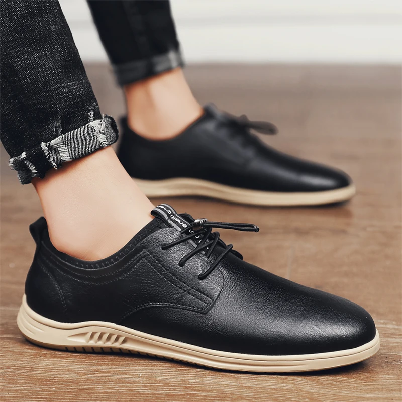 

Men genuine Leather Casual Shoes outdoor fashion Spring Autumn New Simple Style Loafers breathable Fashion Man Flat Shoes