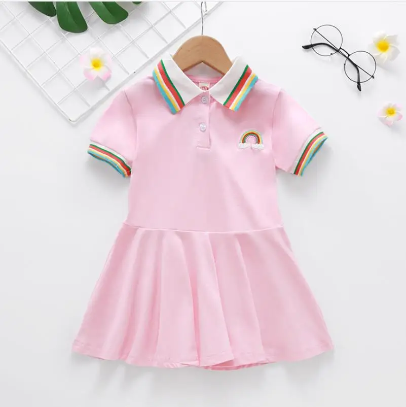 Летнее милое платье с вишенками для девочек Хлопковое модное Повседневное