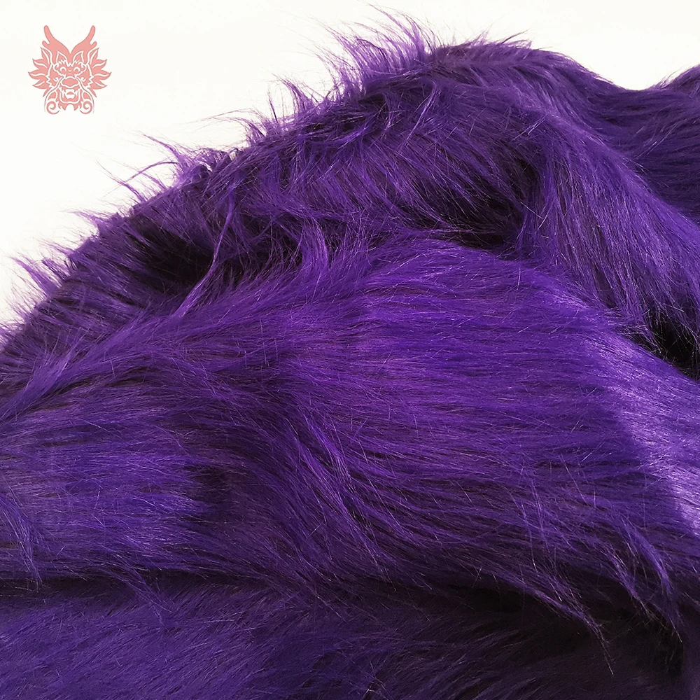 Luxury purple 9cm plush faux fur fabric for winter coat vest stage cosplay decor long fur fabric tissue DIY 150*50cm 1pc SP5419