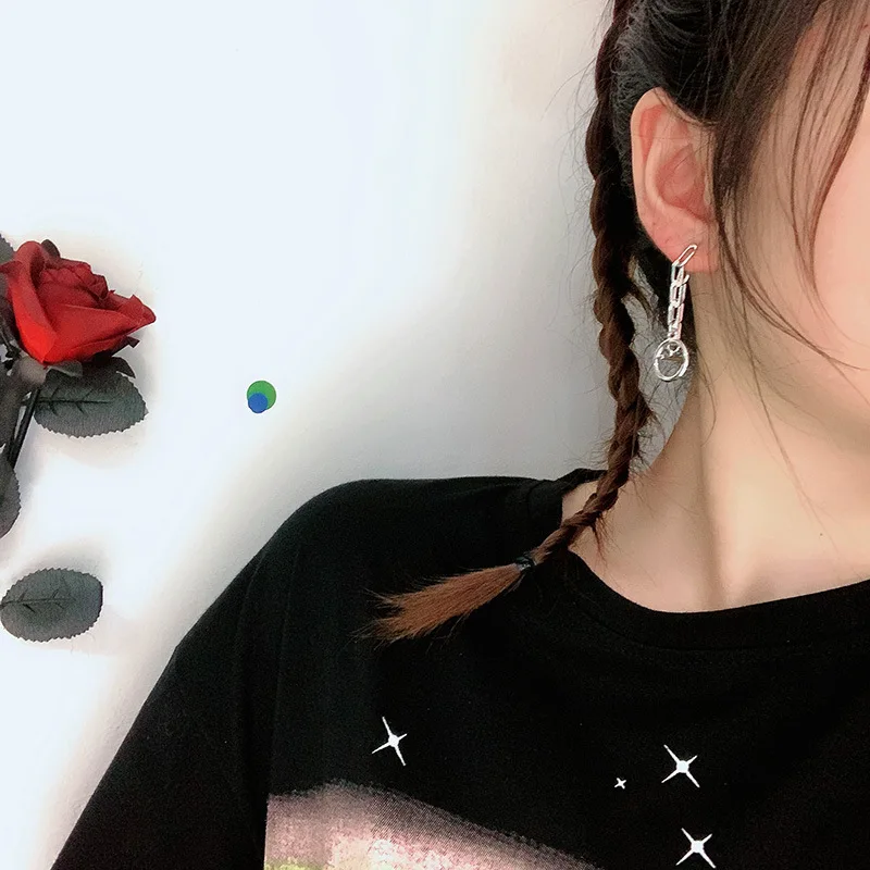 Винтажные модные серьги гвоздики с металлической цепочкой в стиле панк хип хоп