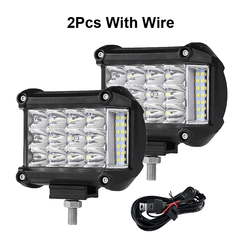 2pcs with wire Partol 4 дюйма 57W светодиодный рабочий светильник трехрядный светильник бар комбинированный прожектор балки внедорожные 4WD 4x4 светодиодный бар для пикап Camper прицеп 12V 24V - Цвет: 2pcs with wire