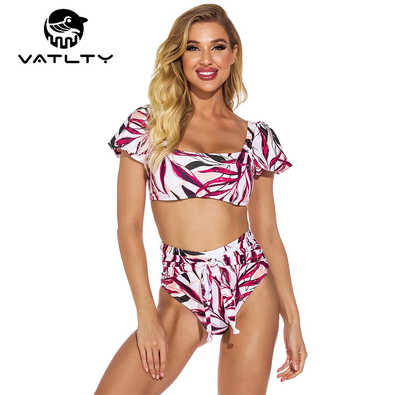 

2021 Two Piece Swimsuit For Women Fashion Comfortable Print Red Bikini Swimwear Beach Spa Brazilian Bikini Floral tankini