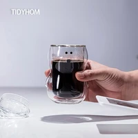 cute girl bear appearance double glass cup with lid milk cup coffee cup juice cup high temperature glass vodka glass whiskey mug